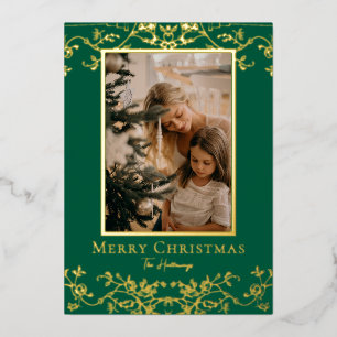Gold Vines One Large Photo Foil Holiday Card