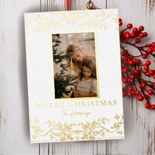 Gold Vines One Photo Foil Holiday Card