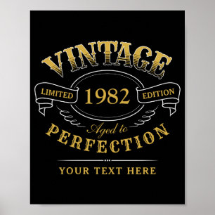 Gold Vintage Aged To Perfection Funny Birthday  Poster