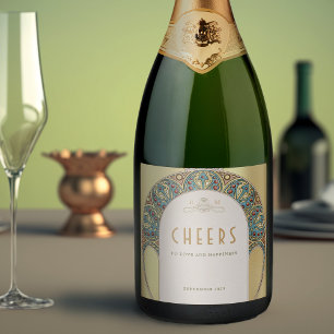 Gold Vintage Art Nouveau Mucha Sparkling Wine Labe Label