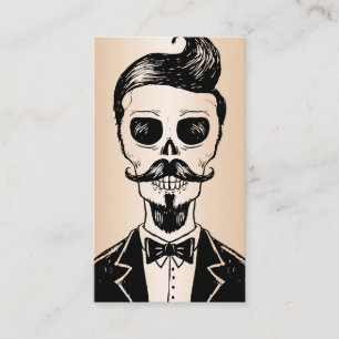 Gold Vintage Barber Shop Skull Social media Business Card