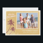 Gold Vintage Beach Photo Christmas Cards<br><div class="desc">Vintage Gold Christmas cards with palm trees decorated Christmas lights. Personalise with your own photo.</div>