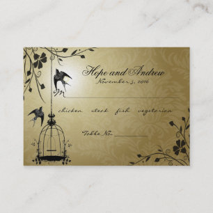 Gold Vintage Bird Cage Place Card Menu Selection