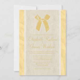 Gold Vintage Bow & Linen Wedding Invitations