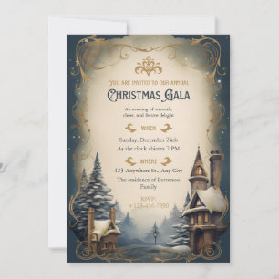 Gold Vintage Christmas Gala Holiday Card