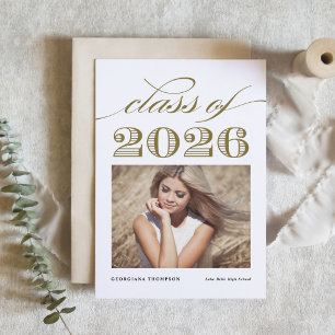 Gold Vintage Class of 2024 Photo Graduation Invitation