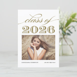 Gold Vintage Class of 2026 Photo Graduation Announcement