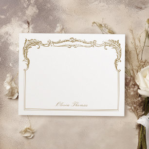 Gold Vintage Classy Script Personalised Stationery Card