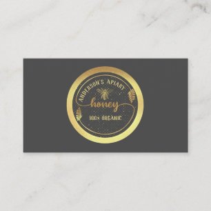Gold vintage elegant honey branch logo business card