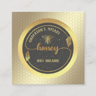 Gold vintage elegant honey branch logo square business card
