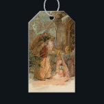 Gold Vintage Father Christmas and Angel Gift Tags<br><div class="desc">Old world Father Christmas in heavily ornamented gold robes bearing gifts and tree with winged angel.</div>