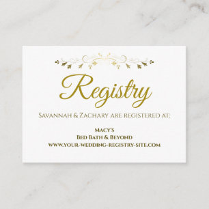 Gold Vintage Filigree Border Wedding Registry Enclosure Card
