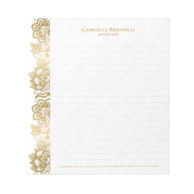 Gold vintage floral lace notepad (Front)