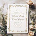 Gold Vintage Frame Classic Script Monogram Wedding Invitation<br><div class="desc">This elegant wedding invitation features couple's monogram,  classic script and ornate vintage frame in gold colour,  simple and timeless,  great for modern classic wedding,  romantic vintage wedding,  and formal traditional wedding. 
See all the matching pieces in collection</div>