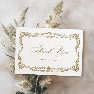 Gold Vintage Frame Classic Script  Thank You Card