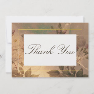 Gold Vintage Glam Floral Modern Wedding Thank You Card