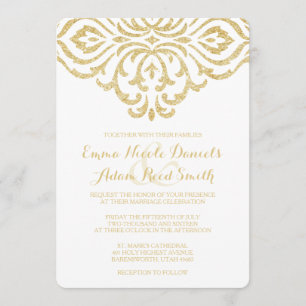 Gold Vintage Glamour Elegance Wedding Invitation