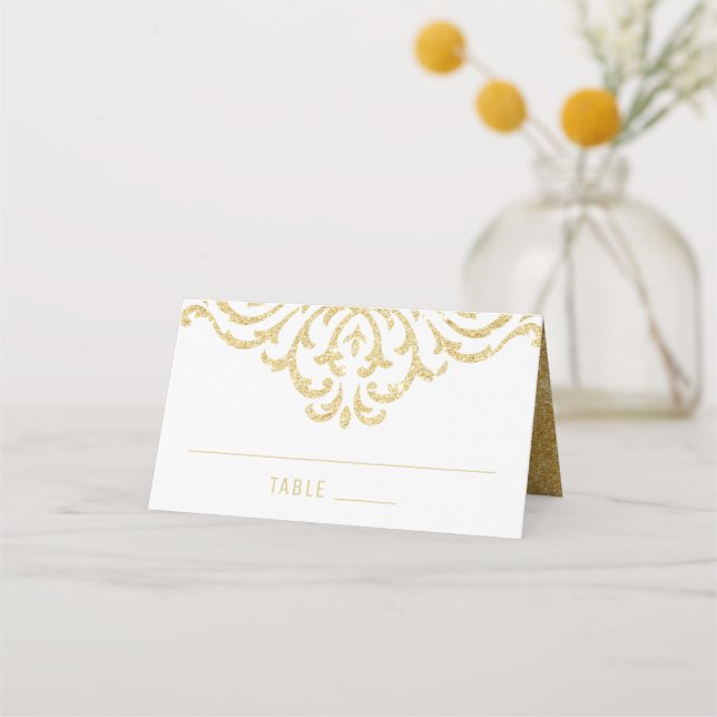 Gold Vintage Glamour Elegance Wedding Place Card (Front)