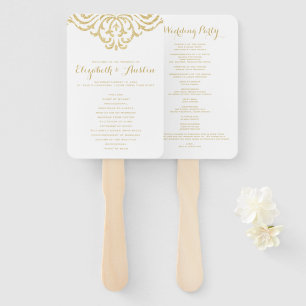 Gold Vintage Glamour Elegance Wedding Program Fan