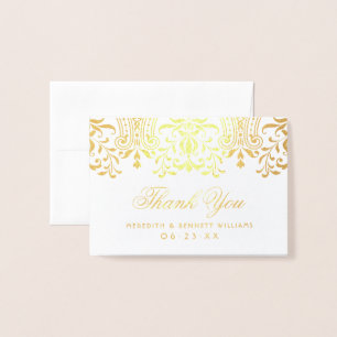 Gold Vintage Glamour Wedding Thank You Foil Card