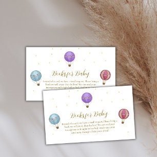 Gold Vintage Hot Air Balloon Books Baby Shower Enclosure Card