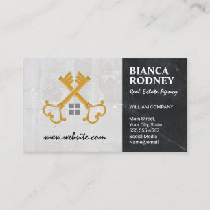 Gold Vintage Keys Marble Business Card
