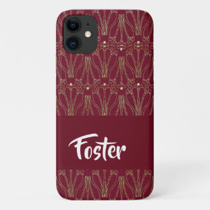 Gold vintage lace print on red Case-Mate iPhone case