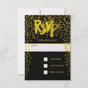 Gold Vintage Modern Typography Wedding RSVP