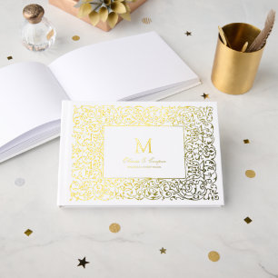 GOld Vintage Ornate Frame Classic Wedding  Guest Book