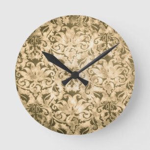 Gold Vintage Pattern Round Clock
