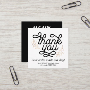 Gold Vintage Personalised Order Thank You Square Business Card