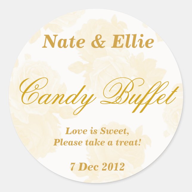 Gold Vintage Rose Candy Buffet Sticker (Front)