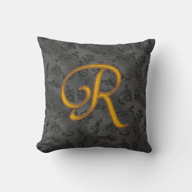 Gold Vintage Rose R Cushion (Front)