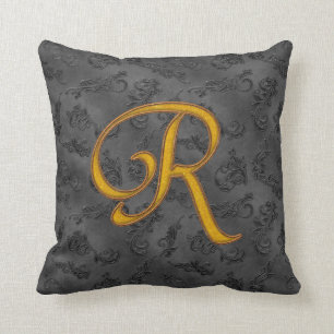 Gold Vintage Rose R Cushion
