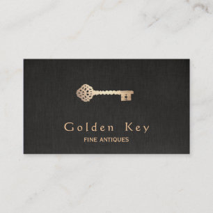 Gold Vintage Skeleton Key Antique Furniture Dealer Business Card