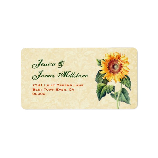 Gold Vintage Sunflower Label (Front)