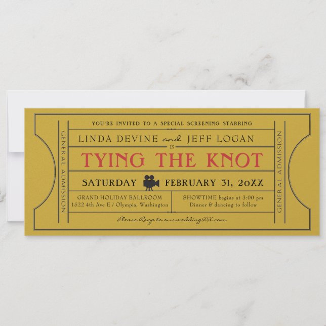 Gold Vintage Ticket Event Invite (Front)