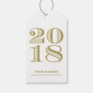 Gold Vintage Typography Class of 2018 Graduation Gift Tags