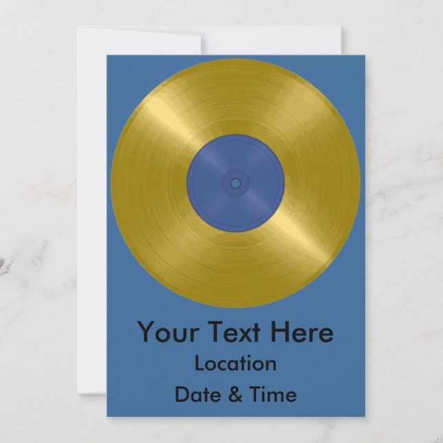 Gold Vinyl Record Album Invitation (Front)