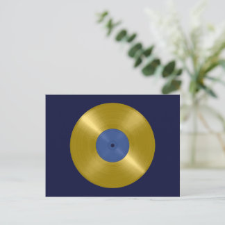 Gold Vinyl Record Album Postcard
