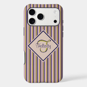 Gold, Violet, Purple & Pink Stripes Monogram