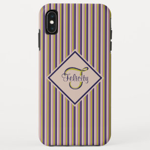 Gold, Violet, Purple & Pink Stripes Monogram Case-Mate iPhone Case