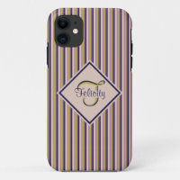 Gold, Violet, Purple & Pink Stripes Monogram