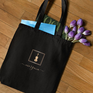 Gold Violin Elegant Musician Tote Bag