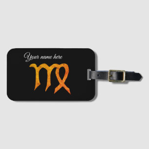 Gold Virgo Astrology Sign Custom Luggage Tag