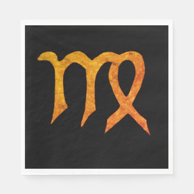 Gold Virgo Astrology Sign Custom Napkin (Front)