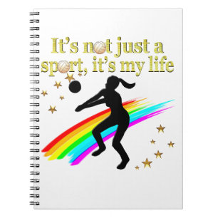 GOLD VOLLEYBALL IS MY LIFE DESIGN SPIRAL NOTEBOOK