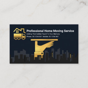 Gold Waiter's Serving Plate City Silhouette Mover Business Card