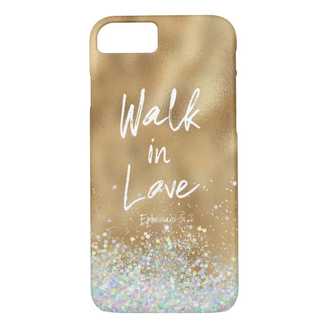 Gold Walk in Love Bible Verse Case-Mate iPhone Case (Back)
