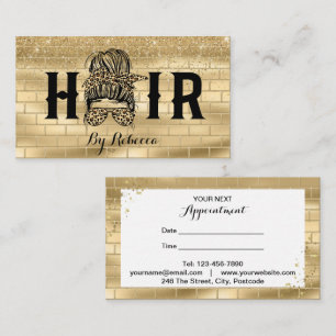 Gold Wall Hair Stylist Appointment Card Messy Bun